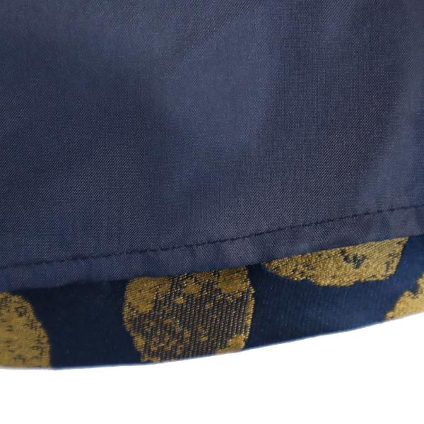 LANVIN en Bleu ランバンオンブルー 総柄 日本製 ミニ丈 プリーツスカート 38 ネイビー系 バックジップ レディース