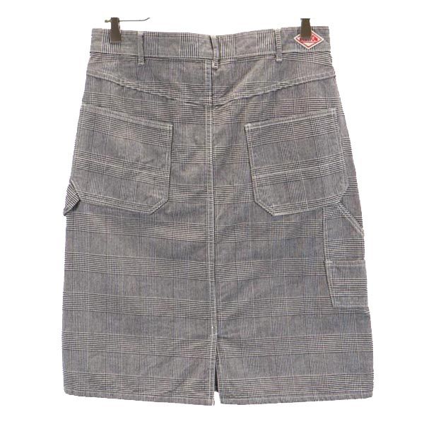 Danton ダントン ペインター グレンチェック 日本製 ミニ丈 タイトスカート 36 白×黒 レディース