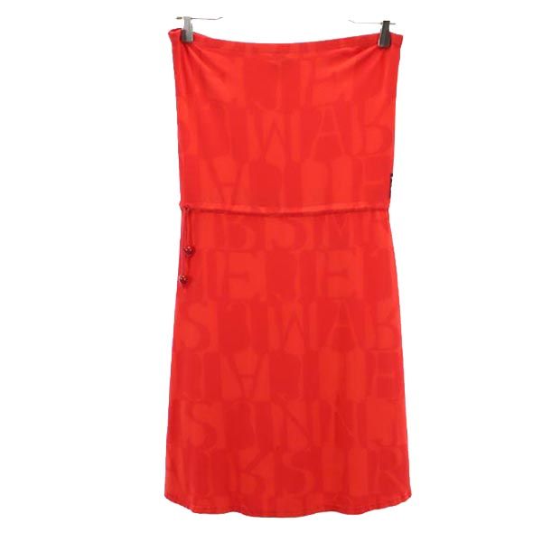 ARMANI JEANS アルマーニジーンズ ロゴ総柄 イタリア製 ロングスカート USA8 レッド系 レディース