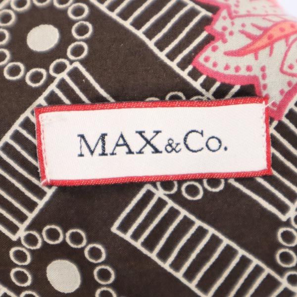 MAX&CO マックスアンドコー シルク100％ 花柄 ミディ丈 スカート 40 茶×ピンク レディース