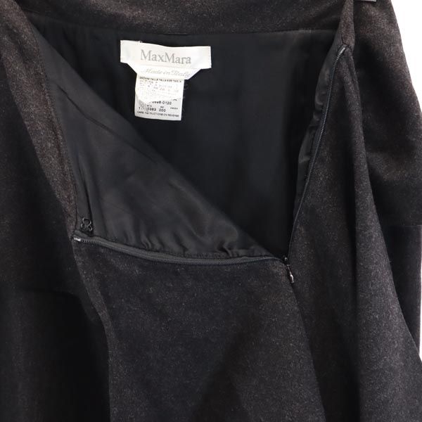 MAX MARA マックスマーラ イタリア製 ウールブレンド ミディ丈 デザイン スカート 38 ブラック系 レディース