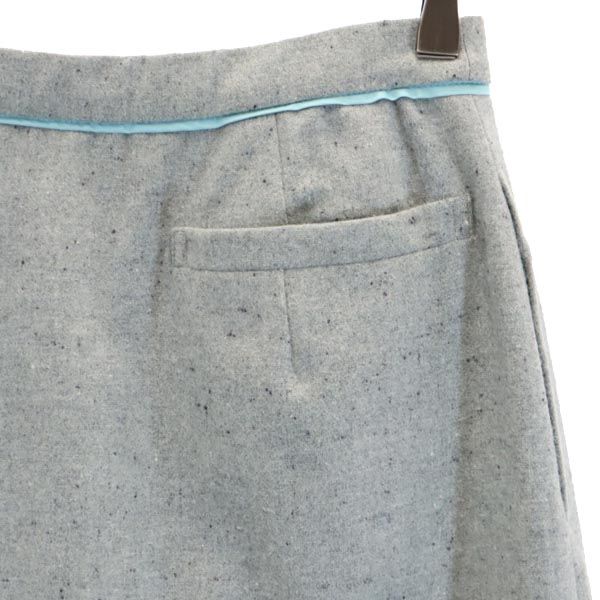 LANVIN ランバン 日本製 ウールブレンド ミニ丈 デザイン スカート 38 グレー系 サイドジップ レディース