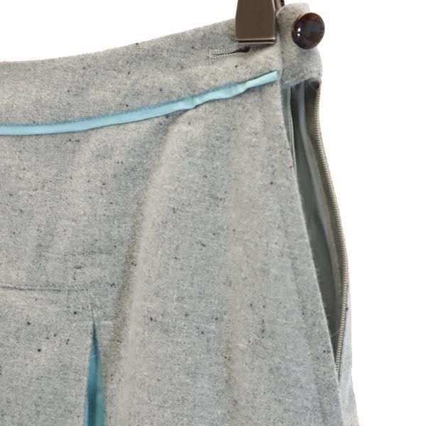 LANVIN ランバン 日本製 ウールブレンド ミニ丈 デザイン スカート 38 グレー系 サイドジップ レディース