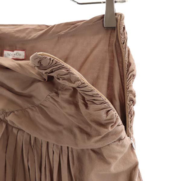 MAX&CO マックスアンドコー ミディ丈 デザイン ギャザースカート 40 ブラウン系 サイドジップ レディース