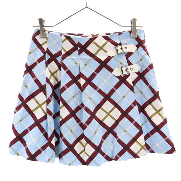 マークバイマークジェイコブス チェック柄 ミニ丈 ラップスカート 0 ブルー系 MARC BY MARC JACOBS レディース