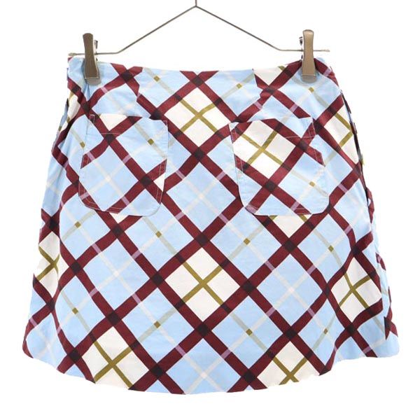 マークバイマークジェイコブス チェック柄 ミニ丈 ラップスカート 0 ブルー系 MARC BY MARC JACOBS レディース