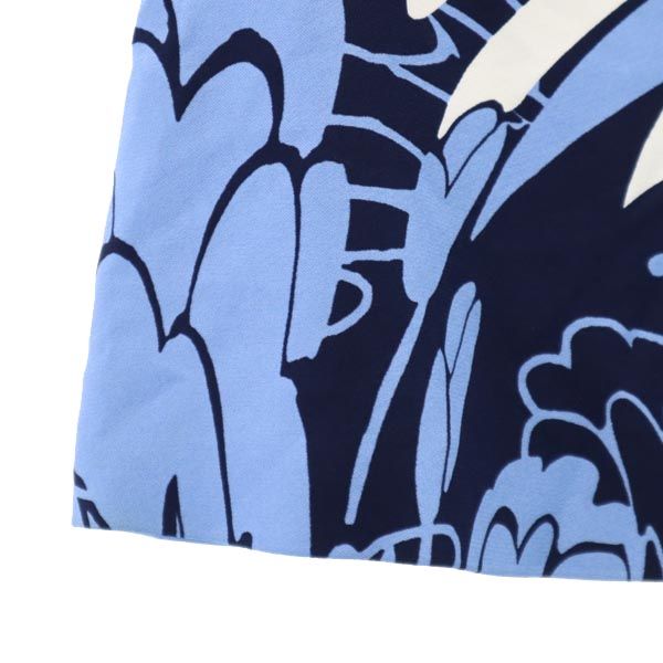 ミュウミュウ イタリア製 総柄 ミニ丈 プリーツスカート 36 ブルー系 MIUMIU サイドジップ レディース