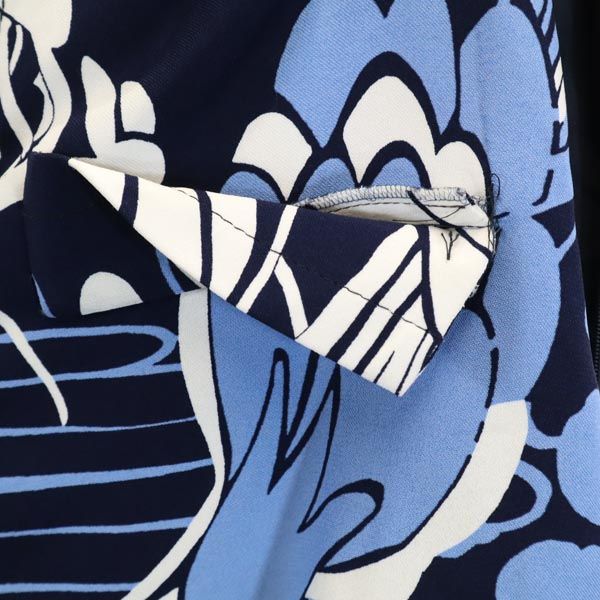 ミュウミュウ イタリア製 総柄 ミニ丈 プリーツスカート 36 ブルー系 MIUMIU サイドジップ レディース