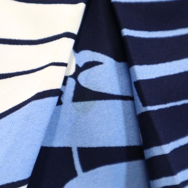 ミュウミュウ イタリア製 総柄 ミニ丈 プリーツスカート 36 ブルー系 MIUMIU サイドジップ レディース