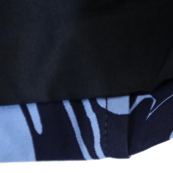 ミュウミュウ イタリア製 総柄 ミニ丈 プリーツスカート 36 ブルー系 MIUMIU サイドジップ レディース