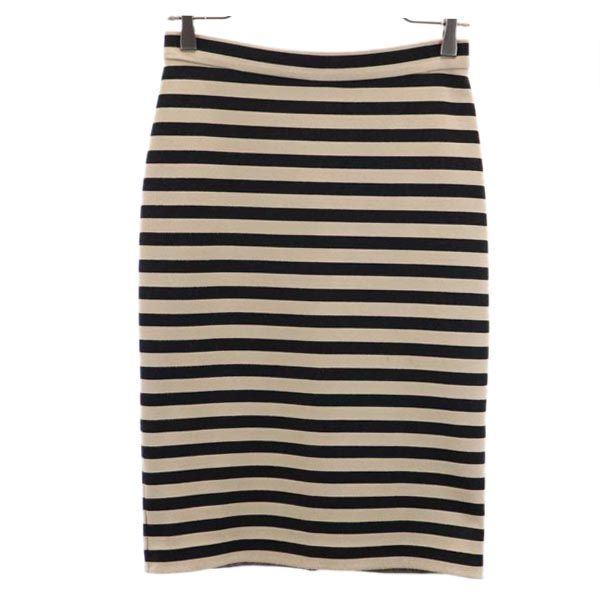 MAX MARA WEEKEND マックスマーラ ウイークエンド ボーダー ミニ丈 タイトスカート S ベージュ系 バックジップ レディース