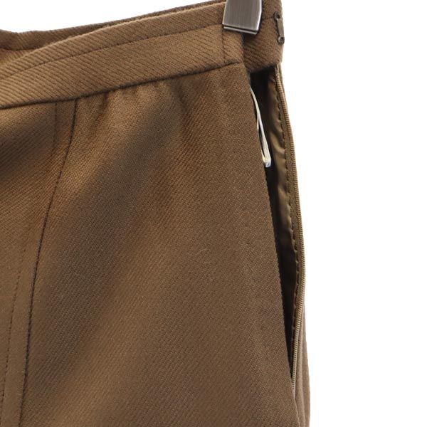 Christian Dior クリスチャンディオール ウール100% ミディ丈 ボックス プリーツスカート M ブラウン系 サイドジップ レディース