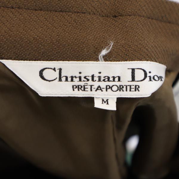 Christian Dior クリスチャンディオール ウール100% ミディ丈 ボックス プリーツスカート M ブラウン系 サイドジップ レディース