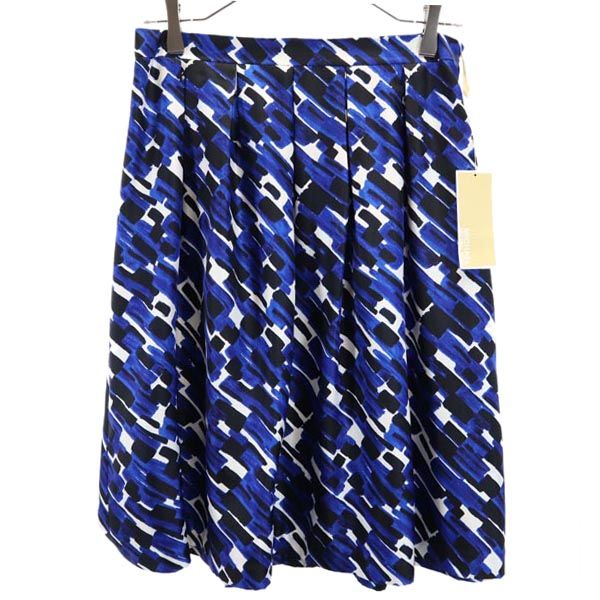 未使用 Michael Kors マイケルコース 日本製 総柄 ミニ丈 タック スカート 6 ブルー系 レディース
