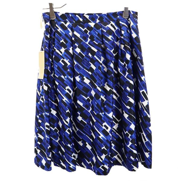未使用 Michael Kors マイケルコース 日本製 総柄 ミニ丈 タック スカート 6 ブルー系 レディース