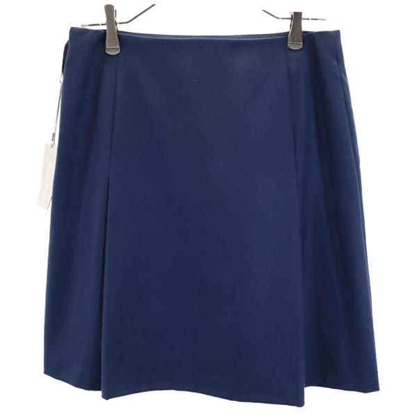未使用 Calvin klein カルバンクライン ウールブレンド ミニ丈 プリーツスカート 4 ネイビー系 サイドジップ レディース