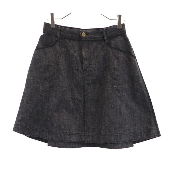 LOUIS VUITTON ルイヴィトン イタリア製 ミニ丈 デニムスカート 38 黒系 レディース