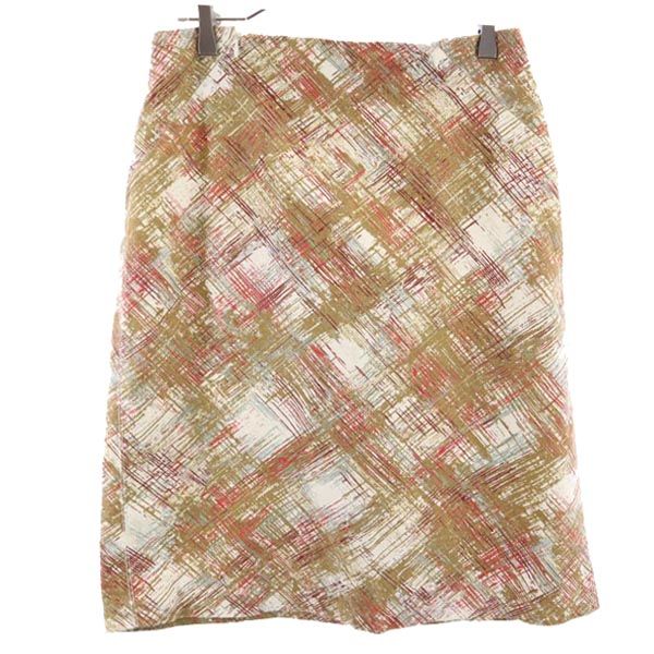 MAX&CO マックスアンドコー リネンブレンド 総柄 ミディ丈 スカート 42 ブラウン系 レディース