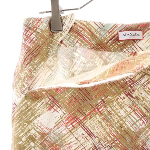 MAX&CO マックスアンドコー リネンブレンド 総柄 ミディ丈 スカート 42 ブラウン系 レディース