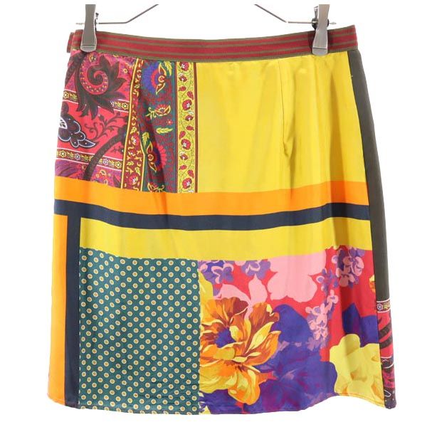 MAX MARA マックスマーラ シルク100％ 総柄 ミニ丈 ラップスカート 38 レディース