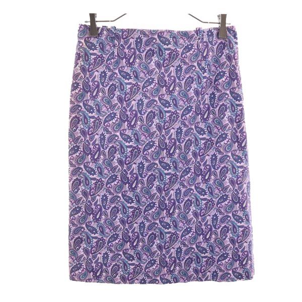 PEARLY GATES パーリーゲイツ ペイズリー柄 ミディ丈 スカート 0 パープル系 サイドジップ レディース