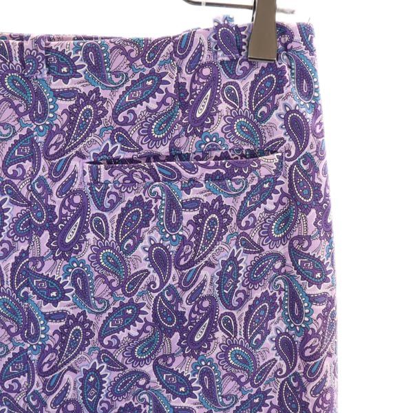 PEARLY GATES パーリーゲイツ ペイズリー柄 ミディ丈 スカート 0 パープル系 サイドジップ レディース