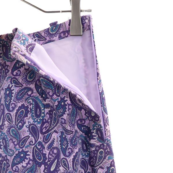 PEARLY GATES パーリーゲイツ ペイズリー柄 ミディ丈 スカート 0 パープル系 サイドジップ レディース