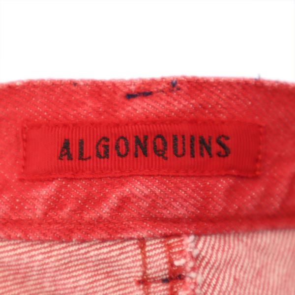 ALGONQUINS アルゴンキン イチゴ総柄刺繍 デニム ロングスカート レッド ボタンフライ レディース