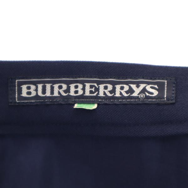 バーバリーズ 90s オールド ウール100％ ミディ丈 スカート 9AR ネイビー Burberrys サイドジップ レディース