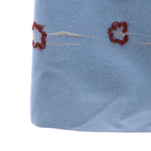 mila schon ミラショーン イタリア製 ウールブレンド 花刺繍 ミディ丈 スカート 40 ブルー系 バックジップ レディース