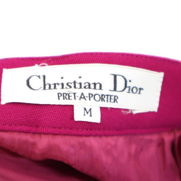 クリスチャンディオール ウール100％ ミニ丈 スカート M ピンク系 Christian Dior バックジップ レディース