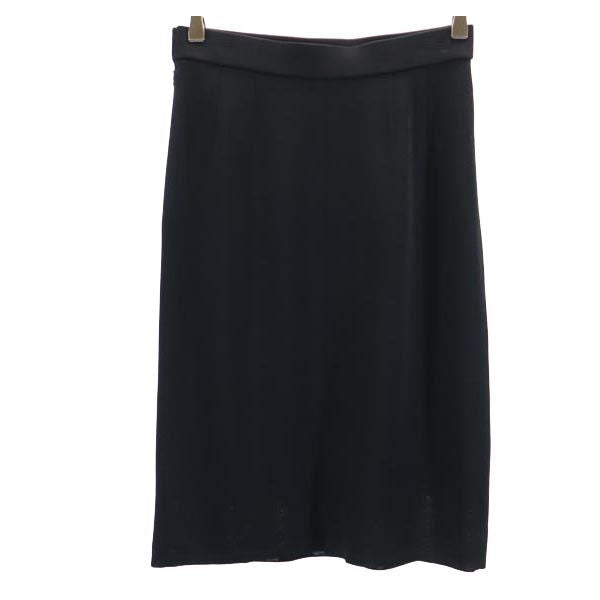 YVES SAINT LAURENT イヴサンローラン 日本製 ミディ丈 スカート 11号 ブラック サイドジップ レディース
