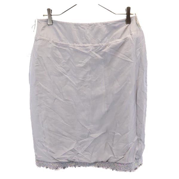 CHANEL シャネル フランス製 ミニ丈 ニット タイトスカート 42 水色系 レディース