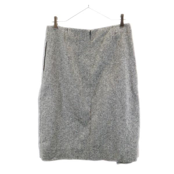 MARNI マルニ イタリア製 ウールブレンド ミディ丈 タック スカート 40 グレー系 バックジップ レディース