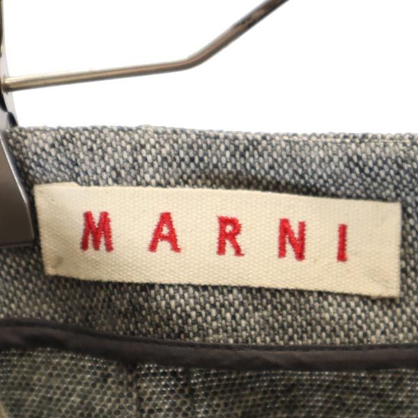 MARNI マルニ イタリア製 ウールブレンド ミディ丈 タック スカート 40 グレー系 バックジップ レディース