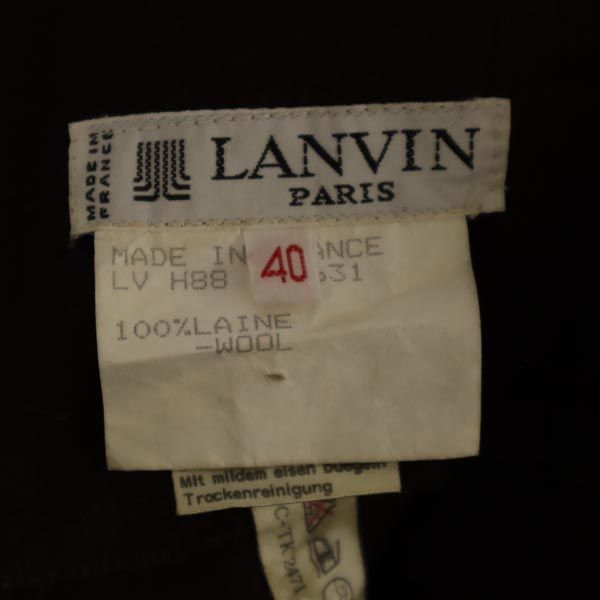 LANVIN ランバン ウール100％ ミディ丈 フレアスカート 40 ブラウン バックジップ レディース