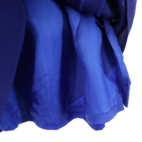 YVES SAINT LAURENT イヴサンローラン 日本製 ウール100％ ミディ丈 スカート 11号 ブルー ウエストゴム仕様 レディース