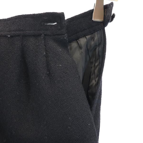 YVES SAINT LAURENT イヴサンローラン ウール100％ ミディ丈 タック スカート S ブラック系 レディース