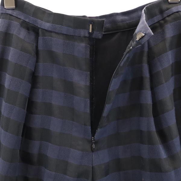 LANVIN en Bleu ランバンオンブルー チェック柄 ガウチョパンツ 36 ネイビー系 バックジップ レディース