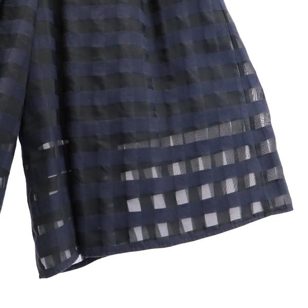 LANVIN en Bleu ランバンオンブルー チェック柄 ガウチョパンツ 36 ネイビー系 バックジップ レディース