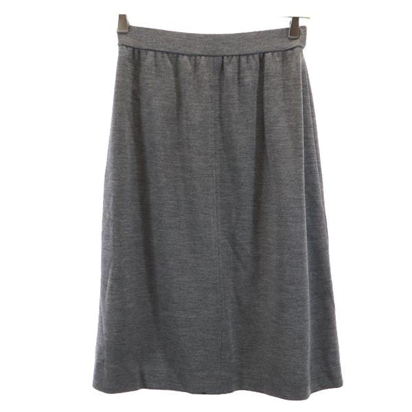 イヴサンローラン 日本製 ウール100％ ミディ丈 スカート 9号 グレー系 YVES SAINT LAURENT レディース