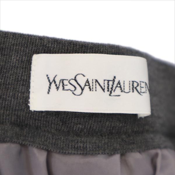 イヴサンローラン 日本製 ウール100％ ミディ丈 スカート 9号 グレー系 YVES SAINT LAURENT レディース