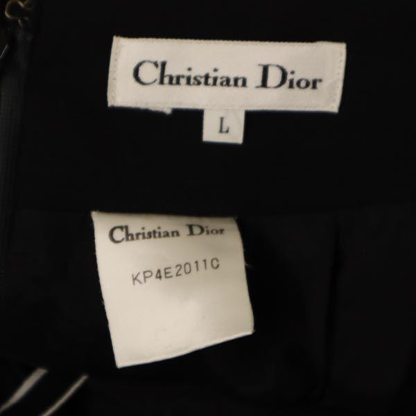 Christian Dior クリスチャンディオール ウールブレンド ミディ丈 スカート L ブラック系 バックジップ レディース