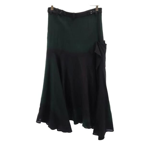 Y's ワイズ ミモレ丈 デザイン スカート ブラック系 サイドジップ レディース