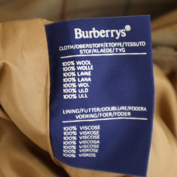 Burberrys バーバリーズ 90s オールド 英国製 ウール100％ チェック ミディ丈 プリーツスカート ブラウン系 レディース