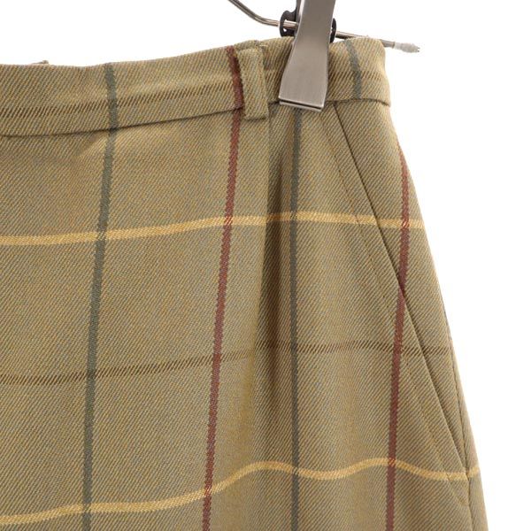 Burberrys バーバリーズ 90s オールド 英国製 ウール100％ チェック ミディ丈 プリーツスカート ブラウン系 レディース