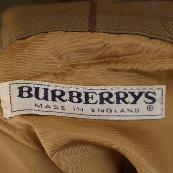 Burberrys バーバリーズ 90s オールド 英国製 ウール100％ チェック ミディ丈 プリーツスカート ブラウン系 レディース