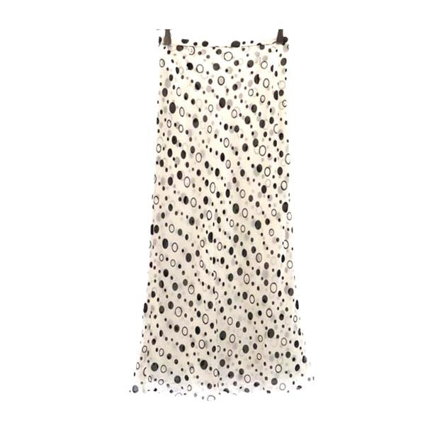 LANVIN ランバン 日本製 総柄 ロング丈 スカート 38 ホワイト系 サイドジップ レディース