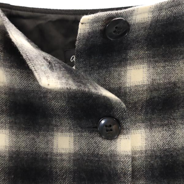 アニエスベー ウール100％ オンブレチェック ミニ丈 スカート 38 ブラック系 agnes b. レディース