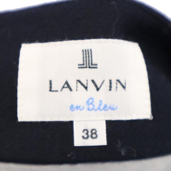 ランバンオンブルー 日本製 ウールブレンド ミニ丈 タイトスカート 38 ネイビー系 LANVIN en Bleu バックジップ レディース